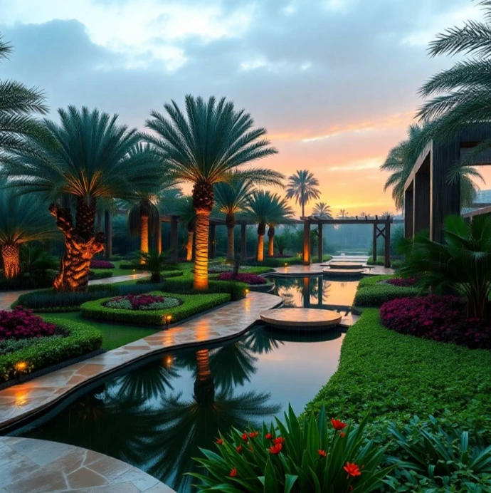 Choose Greenapex for luxury garden landscaping in Jumeirah 3 Dubai with lush lawns, elegant greenery, sustainable planting, and professional landscape care.