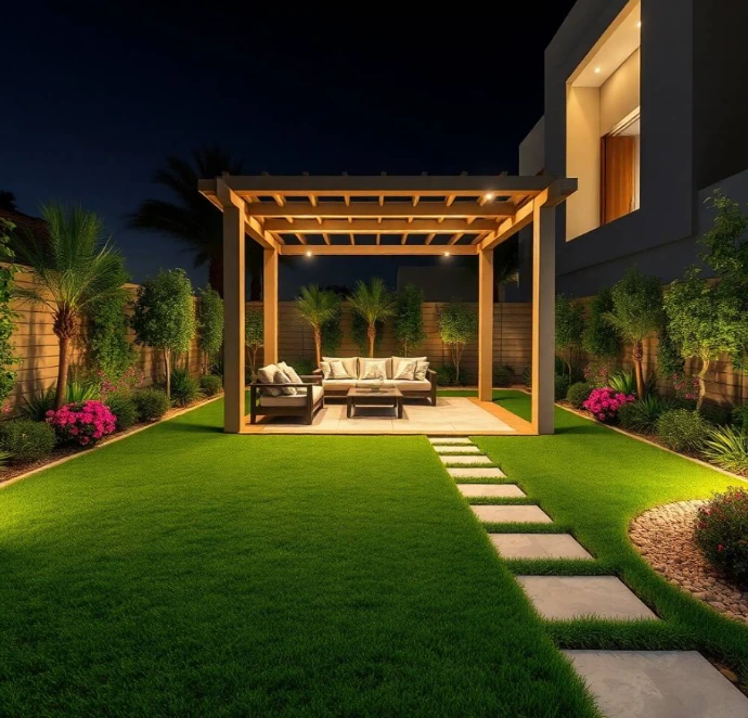 Choose Greenapex for luxury landscaping and garden design in Aljada Sharjah featuring lawn care, irrigation, planting, tree pruning, and maintenance.