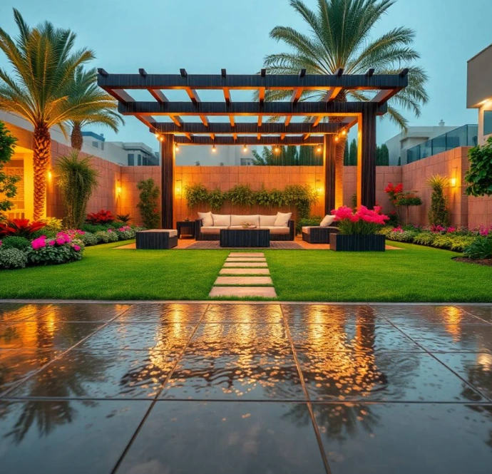 Choose Greenapex for luxury landscaping and garden design in Al Majaz Sharjah featuring irrigation, lawn care, planting, and maintenance services.