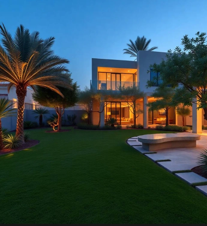 Greenapex delivers bespoke garden landscaping in Yas Acres with healthy lawns, shrubs, trees, flower planting, irrigation, pruning, and reliable maintenance.