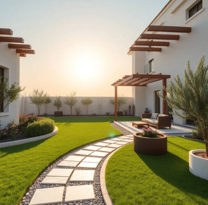Transform Al Samha outdoor spaces with Greenapex garden landscaping, tree care, lawn maintenance, planting and efficient irrigation solutions for homes