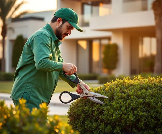 wall lighting, a minimalist water basin, and a perfectly maintained emerald lawn, premium UAE residential property photography, bright natural afternoon sunlight, full-frame DSLR, 35mm lens, authentic architectural textures, realistic foliage, natural shadows, photorealistic, no cartoon, no CGI, no illustration, no artificial AI appearance.