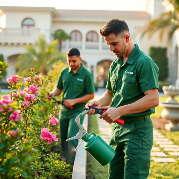 refined outdoor seating, layered tropical planting, distinctive modern villa architecture, soft golden morning light, professional architectural landscaping photography, full-frame DSLR, 50mm lens, realistic foliage and materials, natural shadows, ultra-photorealistic, no cartoon, no CGI, no artificial AI appearance.