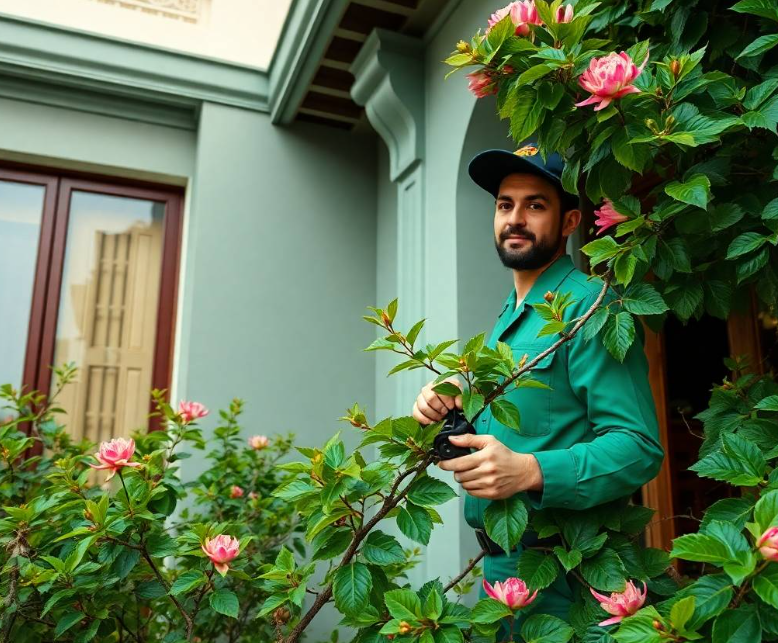 gentle morning sunlight, professional landscaping advertisement photography, full-frame DSLR, 85mm lens, realistic depth of field, natural shadows, true-to-life colors, ultra-photorealistic, no cartoon, no CGI, no illustration, no distorted anatomy, no extra fingers, no artificial AI appearance.