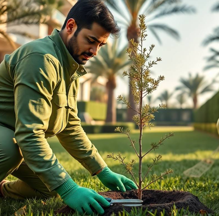Greenapex enhances Al Barsha 1 Dubai villas with custom landscaping, tree planting, hedge care, lawn maintenance and dependable irrigation
