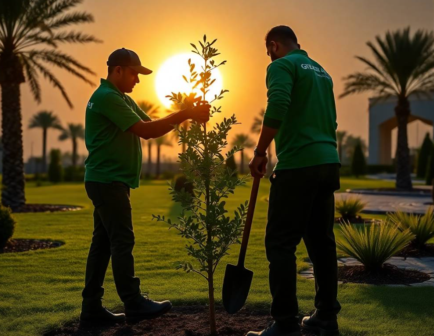 Greenapex Landscaping offers tree pruning, tree planting, shrub care, lawn maintenance and professional garden landscaping for Al Jimi Al Ain properties.