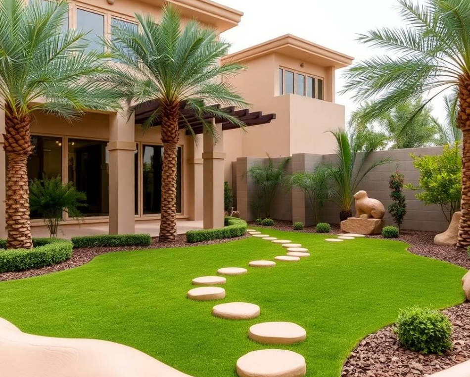 Keep your Al Towayya Al Ain garden greener with Greenapex Landscaping irrigation care, lawn maintenance, planting, pruning and landscape improvement services.