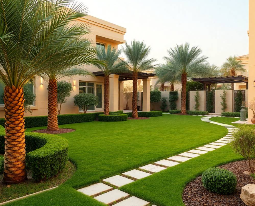 Maintain a greener Al Ameriya garden with Greenapex Landscaping irrigation care, lawn maintenance, planting, pruning and seasonal garden services.
