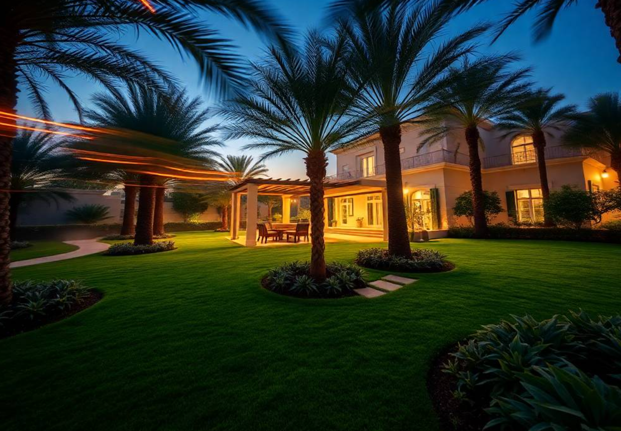 Enhance Al Mamzar Dubai properties with custom garden design, planting, lawn care, tree pruning and landscape improvement services from Greenapex Landscaping.