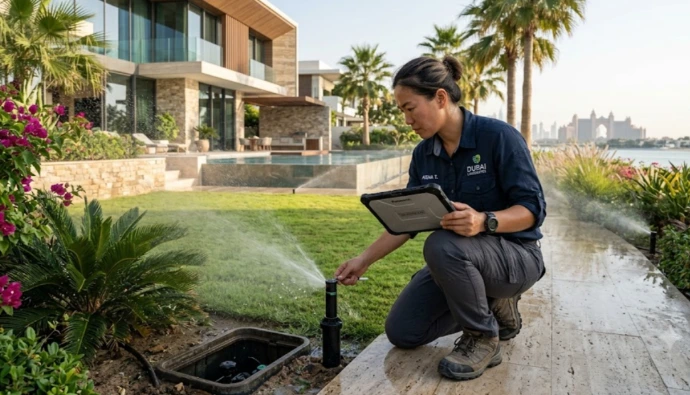 Expert landscaping and gardening services in Palm Jumeirah Dubai delivering beautiful gardens, lawn care, irrigation, maintenance, and customized outdoor landscape solutions professionally