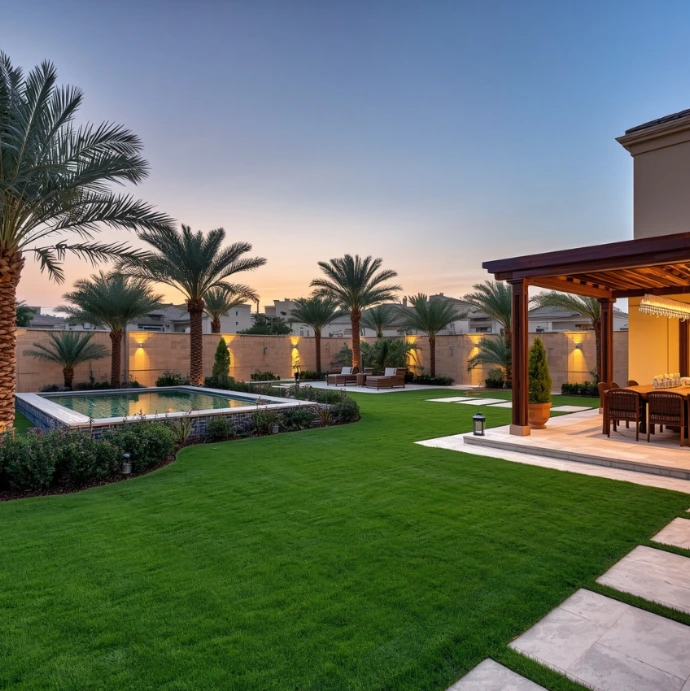 Luxury landscaping and gardening services in Arabian Ranches Dubai creating elegant gardens, lush lawns, irrigation systems, premium outdoor spaces, and lasting natural beauty.