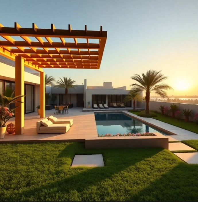 Transform your outdoor living with premium landscaping and garden design in The Sustainable City Dubai, featuring lawns, pools, and irrigation.